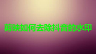 剪映如何去除抖音的水印 剪映去除抖音的水印方法