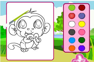 顽皮的猴子填颜色小游戏