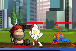 蜘蛛侠和奥特曼保护地球无敌版小游戏