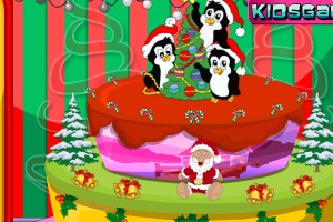 圣诞企鹅蛋糕小游戏