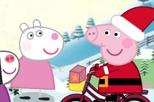 粉红猪圣诞骑车小游戏