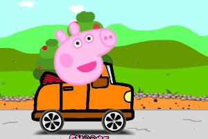 粉红小猪汽车比赛小游戏
