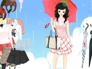 雨中撑伞美眉小游戏