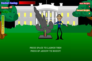 奥巴马玩火箭小游戏