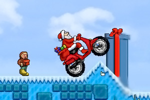 圣诞老头摩托车小游戏