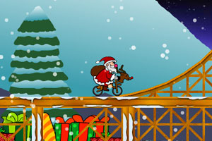 圣诞夜自行车送礼小游戏