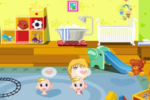 爸爸照顾双胞胎小游戏