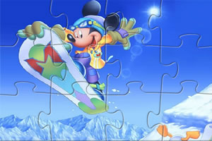 米老鼠滑雪拼图小游戏