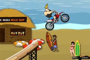 壮男沙滩摩托车小游戏