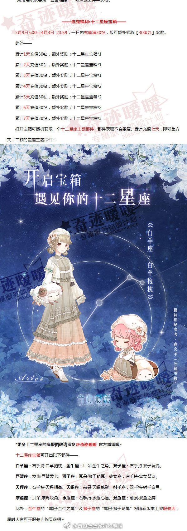 奇迹暖暖十二星座宝箱怎么获得 十二星座宝箱能开出什么