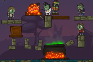 僵尸下油锅选关版小游戏