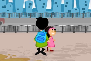 小男孩踩泥浆小游戏