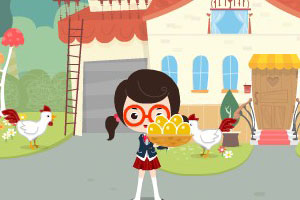 女孩接鸡蛋小游戏