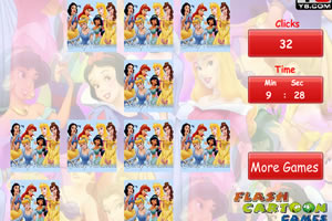 迪斯尼公主翻牌小游戏