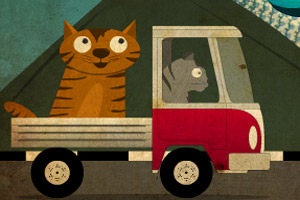 小猫驾车吃鱼小游戏